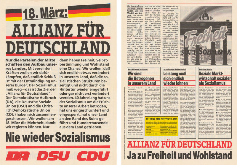 05.02.1990: “Allianz für Deutschland” geht als konservatives Wahlbündnis bei der Volkskammerwahl ins Rennen.